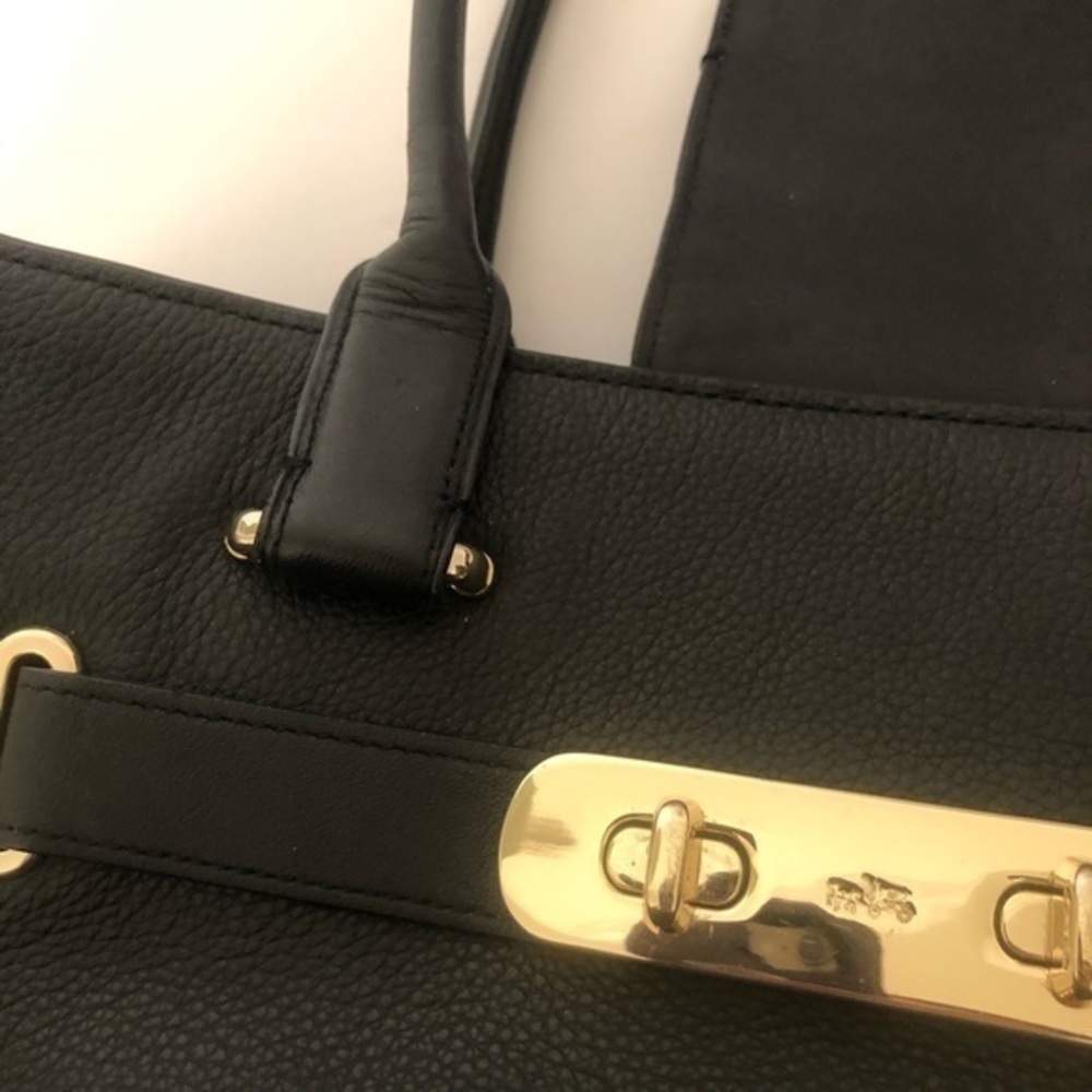 COACH swagger carryall black pebbled leather tote - Picture 10 of 16